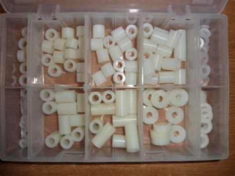 Nylon Spacer And Washer Assortment Over 200 Pcs 7 Sizes Of Spacers And 3 Washers Ebay