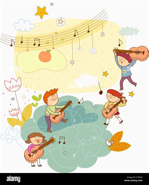 Children playing the guitar Stock Photo - Alamy