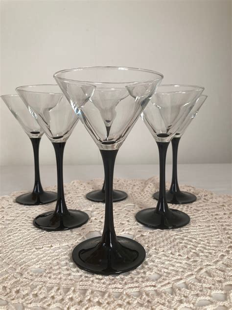 Martini And Cocktail Glasses Beautiful Set Of 4 Four French Vintage Luminarc Martini Glasses 2