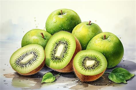 Premium Photo Kiwi Fruit Watercolor Painting