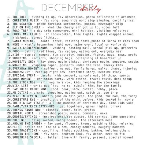 December Daily Ideas Chart | December daily ideas inspiration, December ...