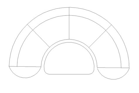 Semi Circular Sofa Elevation 2d View Cad Furniture Layout Dwg File