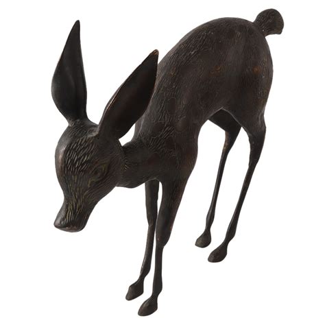 Handmade Brass Baby Deer Statue In English Art