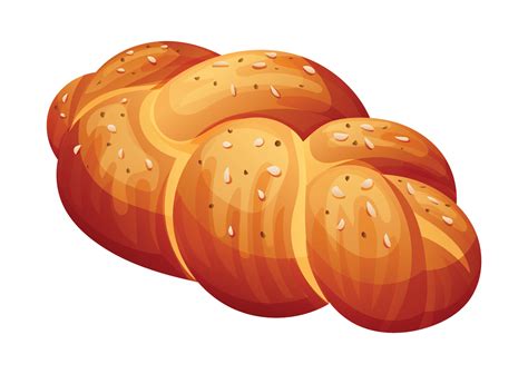 Challah Bread Vector Illustration Bakery Product Isolated On White