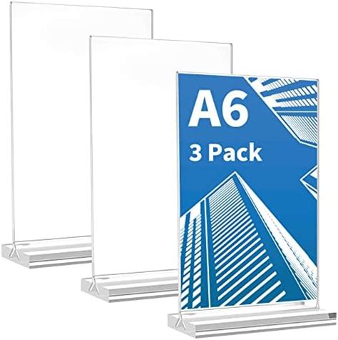 A6 Acrylic Sign Holder 3 Pack Menu Holders T Shape Clear Poster Menu