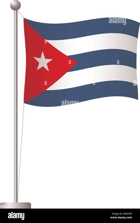 Cuba Flag On Pole Metal Flagpole National Flag Of Cuba Vector