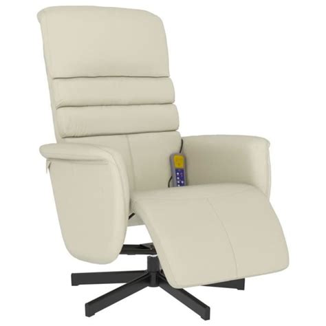 Drfeify Fauteuil Inclinable De Massage Et Repose Pieds Cr Me Similicuir