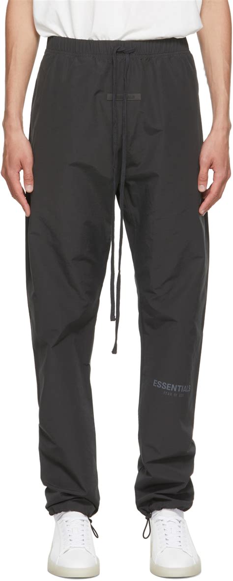 Essentials Black Nylon Track Pants Ssense