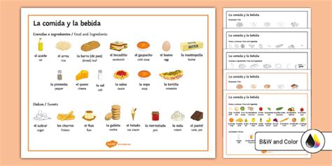 Food And Drinks Vocabulary Word Mat Spanish Twinkl Usa