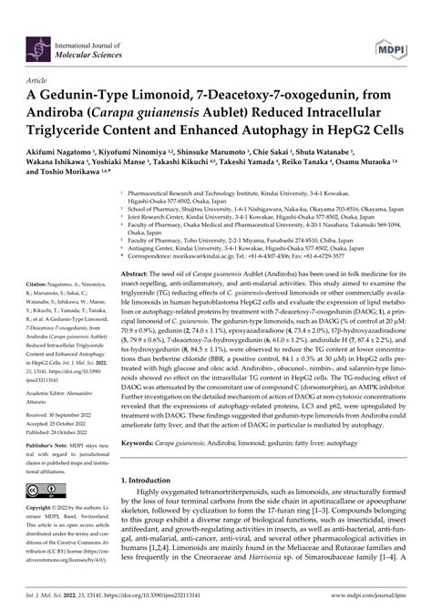 PDF A Gedunin Type Limonoid 7 Deacetoxy 7 Oxogedunin From Andiroba