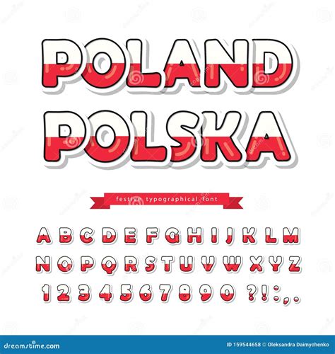 Poland Cartoon Font Polish National Flag Colors Paper Cutout Glossy