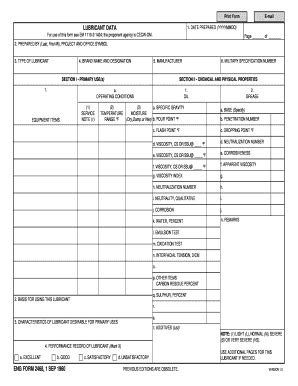 Fillable Online Publications Usace Army ENG FORM 2468 Lubricant Data 1