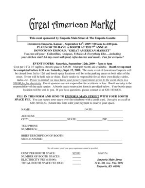 Fillable Online GAFM Vendor Form Emporia Main Street Fax Email Print