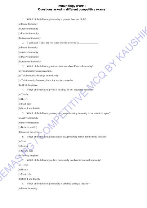 Solution Immunology Mcq Watermark Studypool