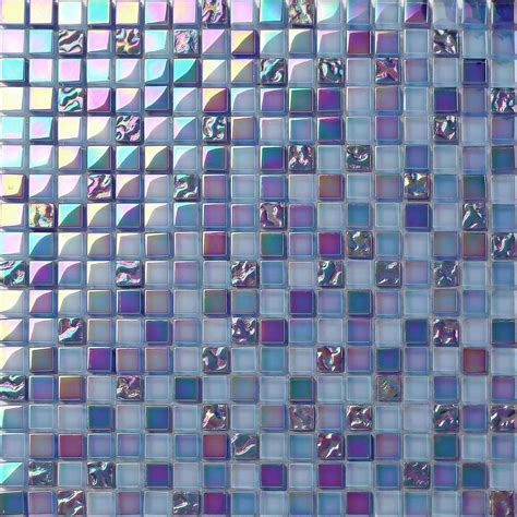 Amazon Blue Iridescent Glass Mosaic Tiles Sheets Mt