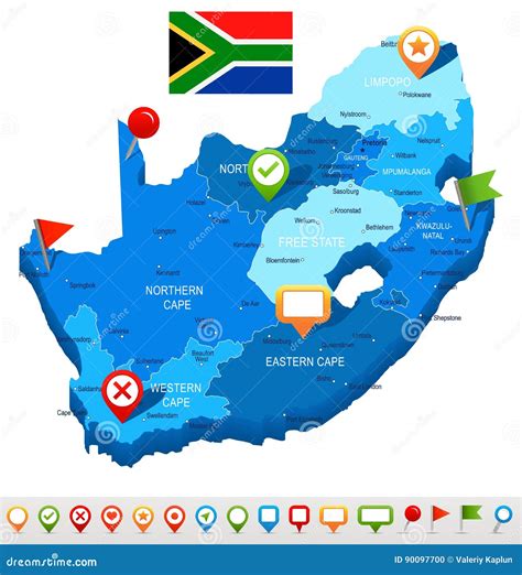 Zuid Afrika Kaart En Vlag Illustratie Stock Illustratie