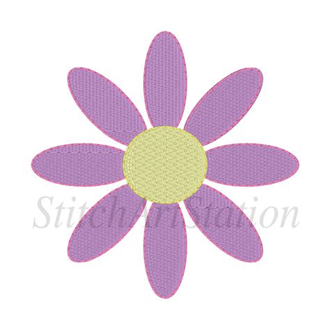 Daisy Flower Embroidery Design Fill Embroidery Design Etsy