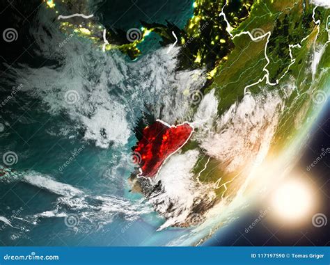 Sun Rising Above Ecuador From Space Stock Illustration Illustration