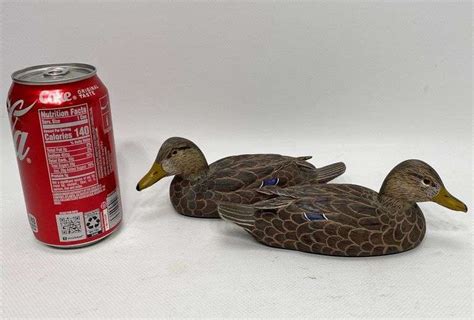 Pair W Van Ness Black Duck Miniature Carved Decoys Dixon S Auction