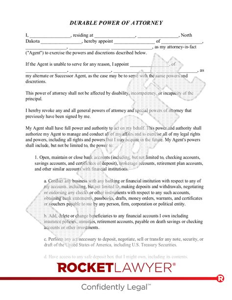 Free North Dakota Power Of Attorney Template Rocket Lawyer