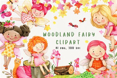 Watercolor Woodland Fairy Clipart - Design Cuts