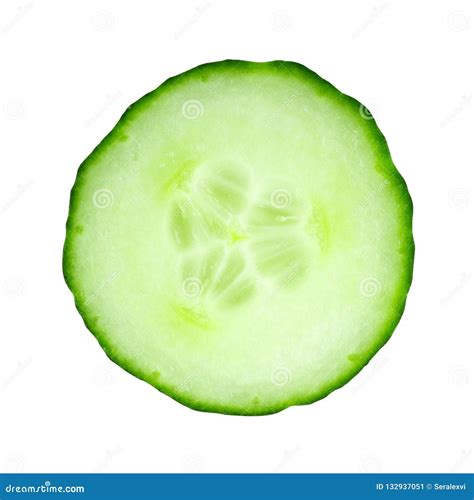 Fresh Cucumber Slice Closeup Isolated On White Stock Image Image Of