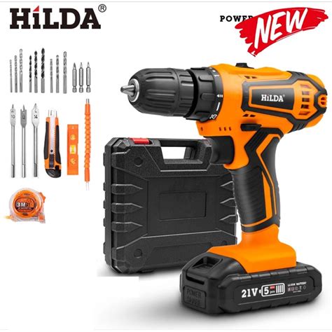 Hilda 21V Electric Screwdriver Cordless Drill Two Speed Rechargeable