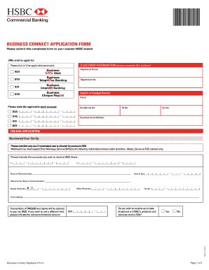 Fillable Online Hsbc Business Connect Application Form Hsbc