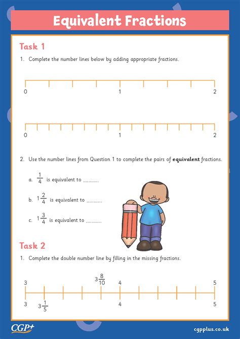 Equivalent Fractions On Number Lines Year Cgp Plus Worksheets