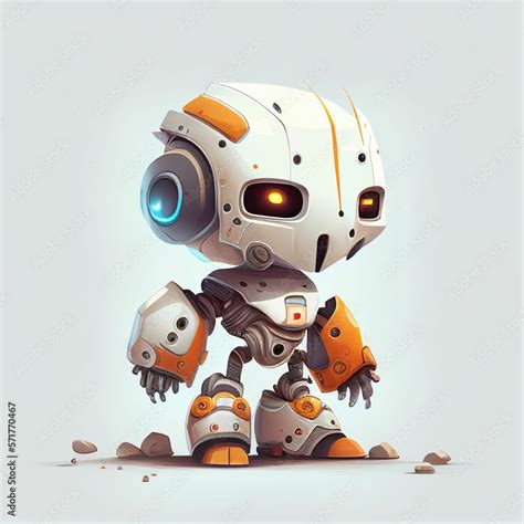 Character design of little cute robot on isolated background Created ...