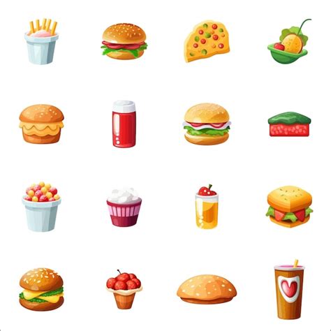 Premium Vector Colorful Fast Food Set Vector Illustration