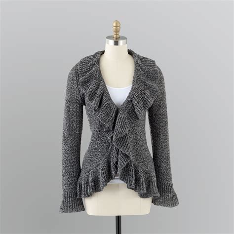 Covington Womens Ruffle Cardigan Sweater