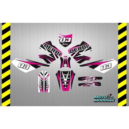 Kit Adhesivos Derbi Senda Xtreme Enduro Rosa Y Negro