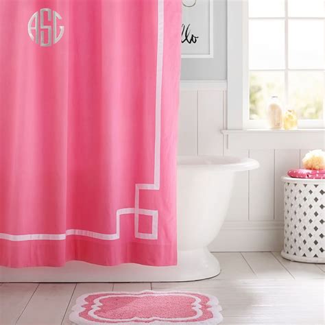 Bright Pink Emma Ribbon Trim Teen Shower Curtain Pottery Barn Teen