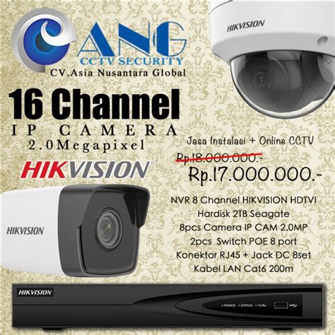 Paket Cctv Ip Cam Channel Mp Hikvision Include Instalasi Setting