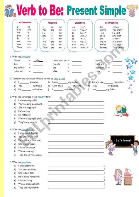 Verb To Be Present Simple Worksheet