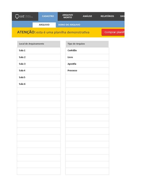 Planilha De Controle De Arquivo Morto 40 Demo Pdf Planilha Microsoft Excel