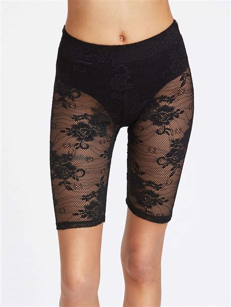 Knicker Insert Floral Lace Bermuda Leggings Shein Sheinside