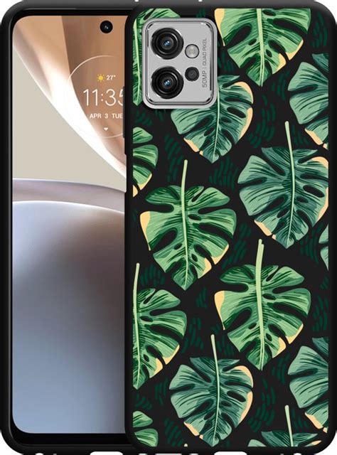 Motorola Moto G32 Hoesje Zwart Palm Leaves Large Designed By Cazy Bol