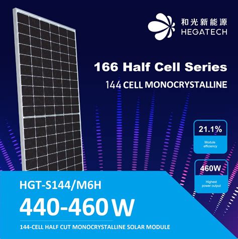 Hegatech Solar Panel Factory Home Use Half Cut Cell 440w 445w 450w 455w 460w Pv Solar Module