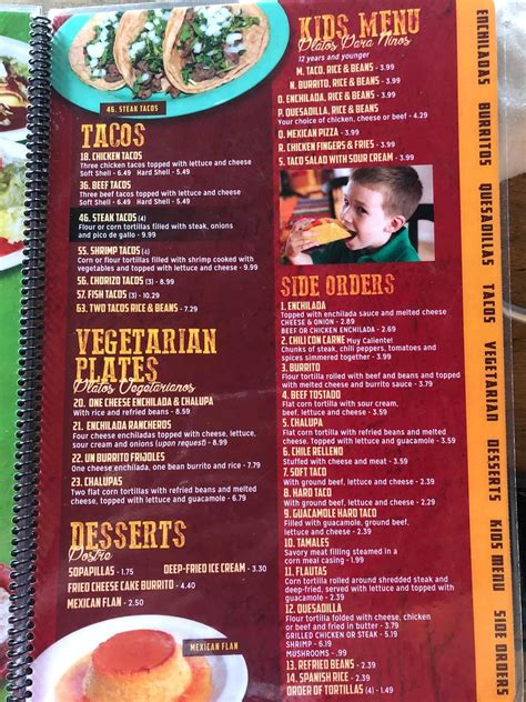 Menu at San Marcos Mexican Restaurant, Clanton