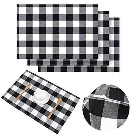 Aneco Pack Buffalo Plaid Placemats Checkered Place Mats Double Layer