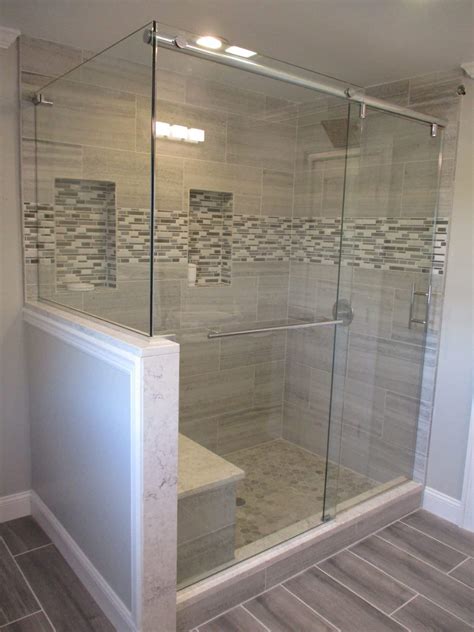 Barn Style Slider With Half Wall Carmel Ny Absolute Shower Doors