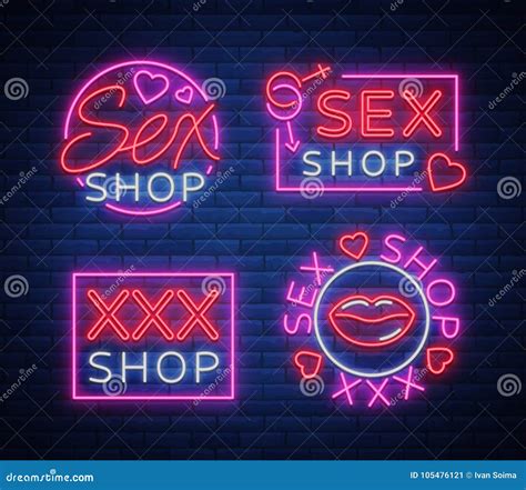 Collection Logo Sex Shop Night Sign In Neon Style Neon Sign A Symbol For Sex Shop Promotion