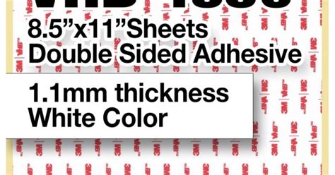 3M VHB 4950 8.5"x11" Double Sided Strong Adhesive 1.1mm thickness white sheets