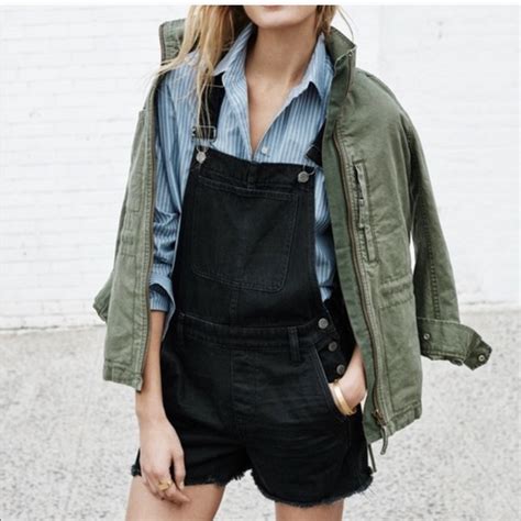 Madewell Shorts Madewell Adirondack Black Wash Jean Short Overalls