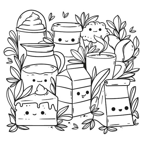 Free Vector Hand Drawn Kawaii Coloring Book Illustration