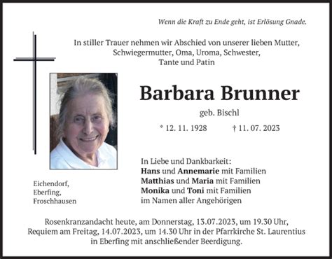 Traueranzeigen Von Barbara Brunner Trauer Merkur De