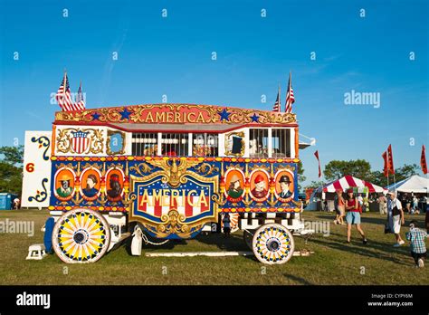 Vintage Antique Old Circus Wagon At The Annual Great Circus Parade