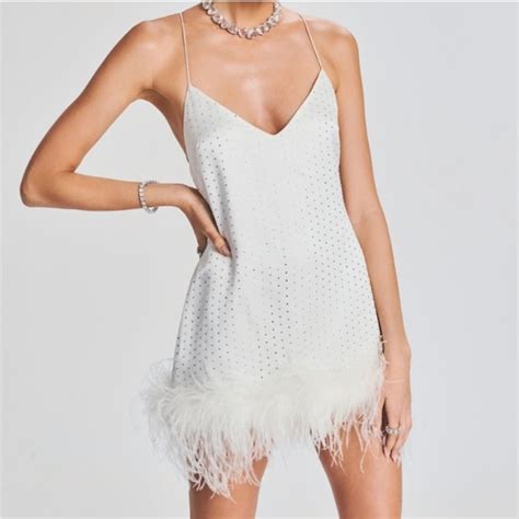 Retrofete Dresses Retrofete Susana White Feather Mini Dress Poshmark